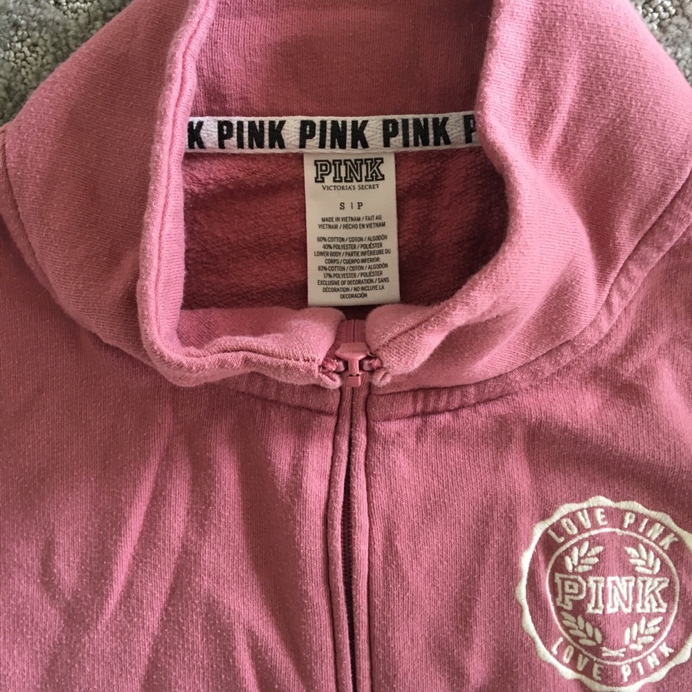 3/4 zip PINK sweatshirt - Picture 3 of 4